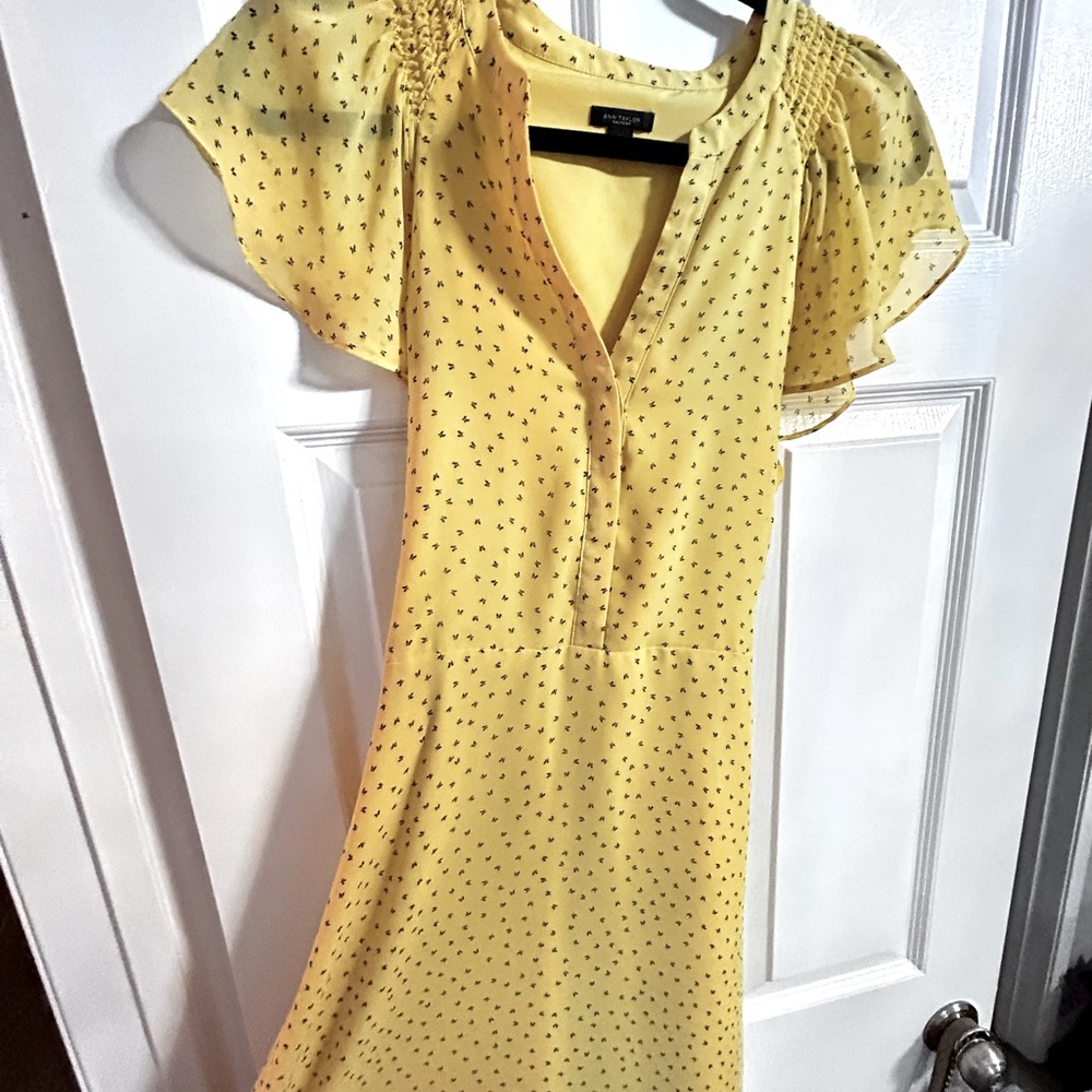 Ann Taylor Buttery yellow chiffon dress